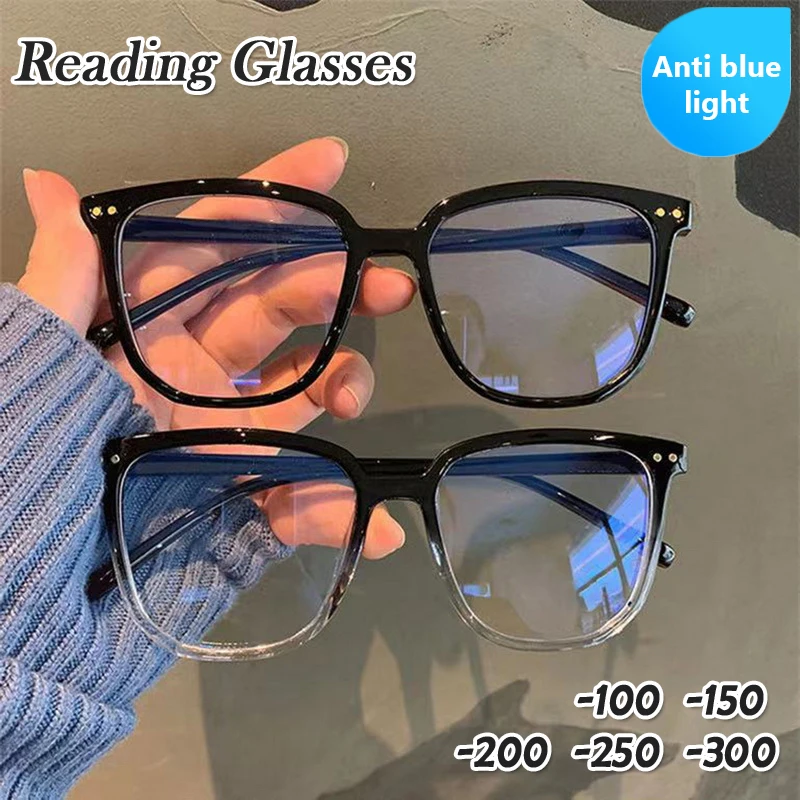 

Anti Blue Light Blocking Myopia Glasses Women Men Computer Clear Square Frame Nearsighted Eyeglasses Minus Diopters 0 to -6.0