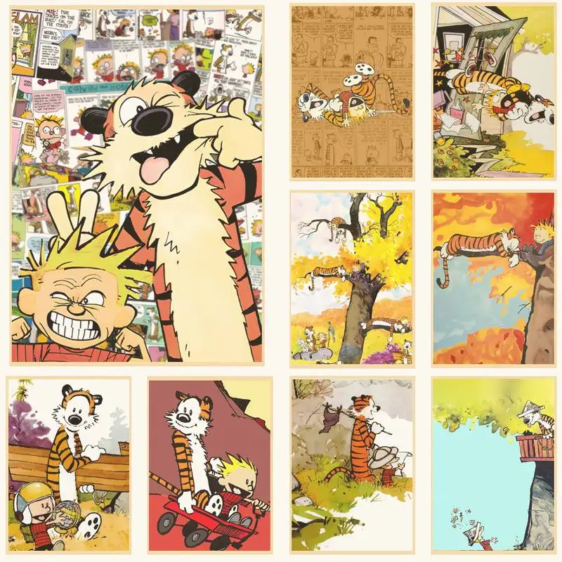 

Забавный постер C-Calvin-and-Hobbes, ретро постер, художественная Наклейка на стену для дома, бара, кафе, коллекционная картина, украшение обоев