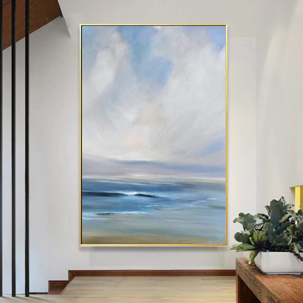 Большой Настенный постер с зеленым пейзажем синяя Гора белое облако холст