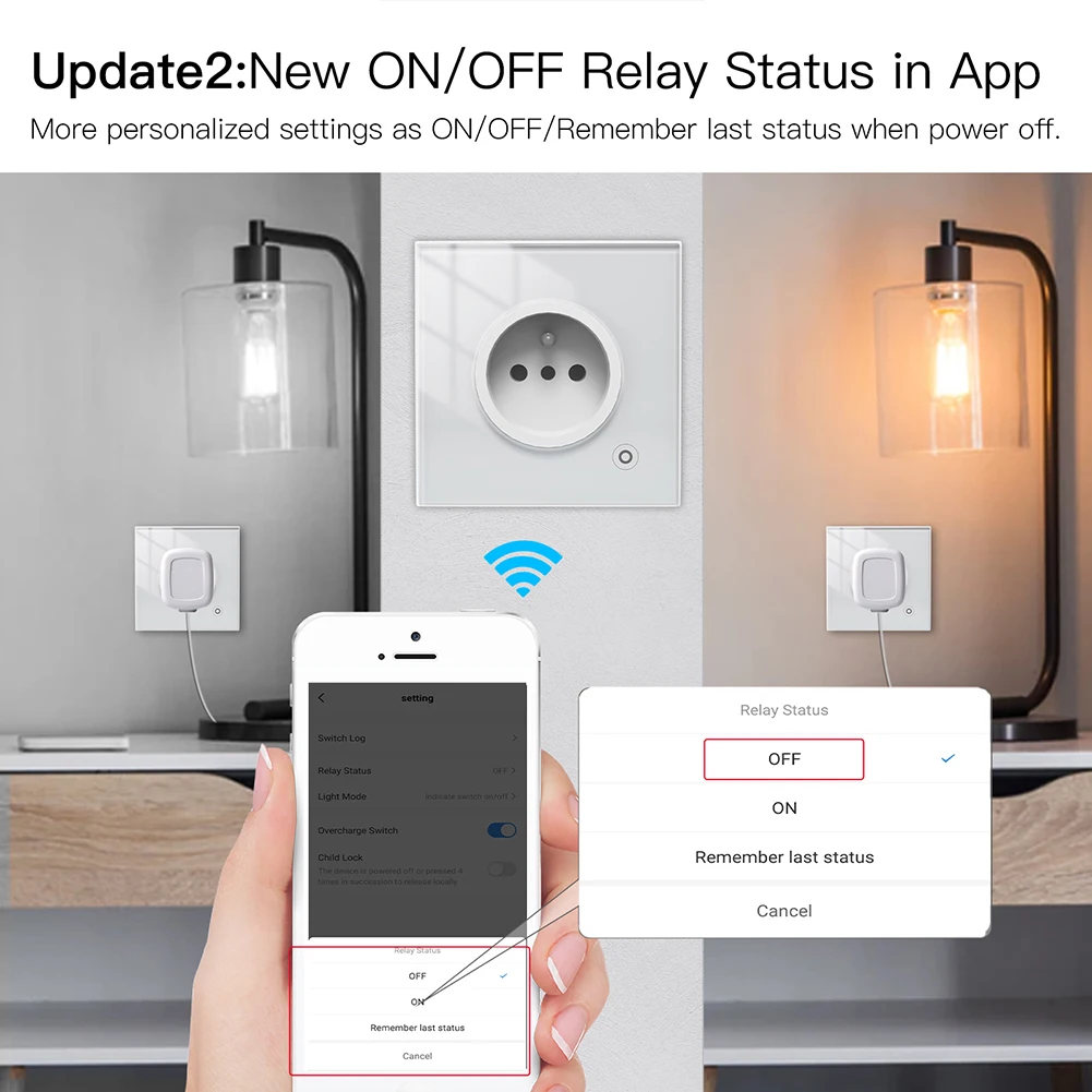Смарт-розетка WiFi Tuya 16 А сенсорный экран