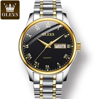 olevs 5568 business great quality dual calendar men wristwatch alloy strap quartz waterproof watches for men luminous calendar