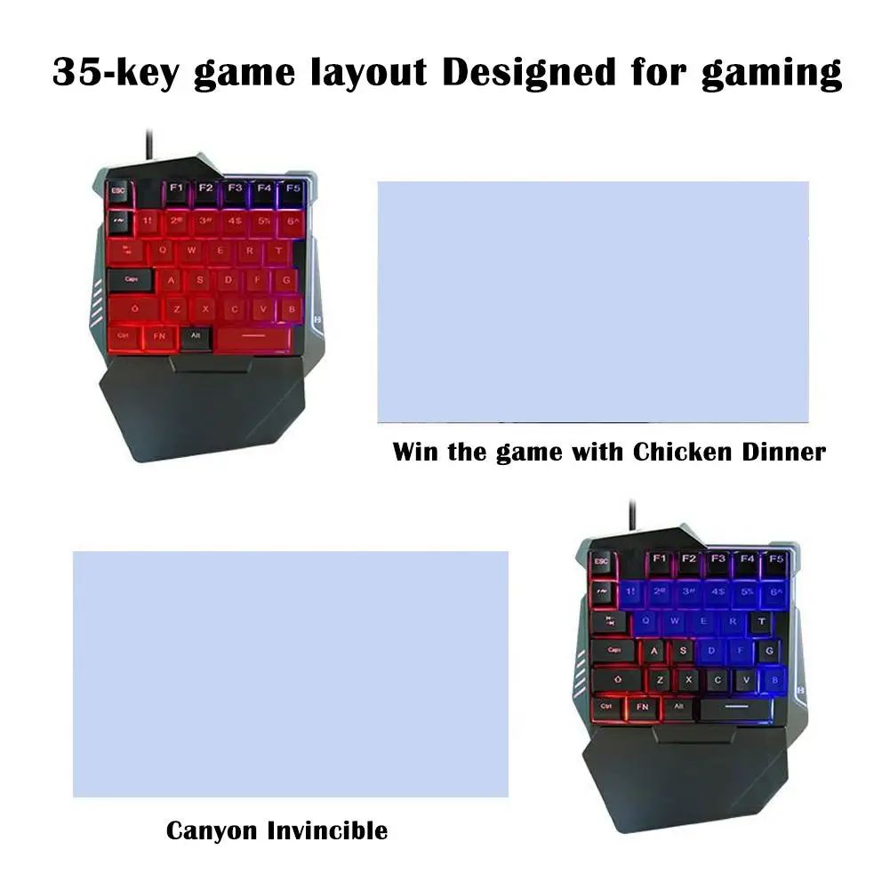 Gamwing G7 Бесшумная проводная игровая клавиатура для одной руки Красочная RGB
