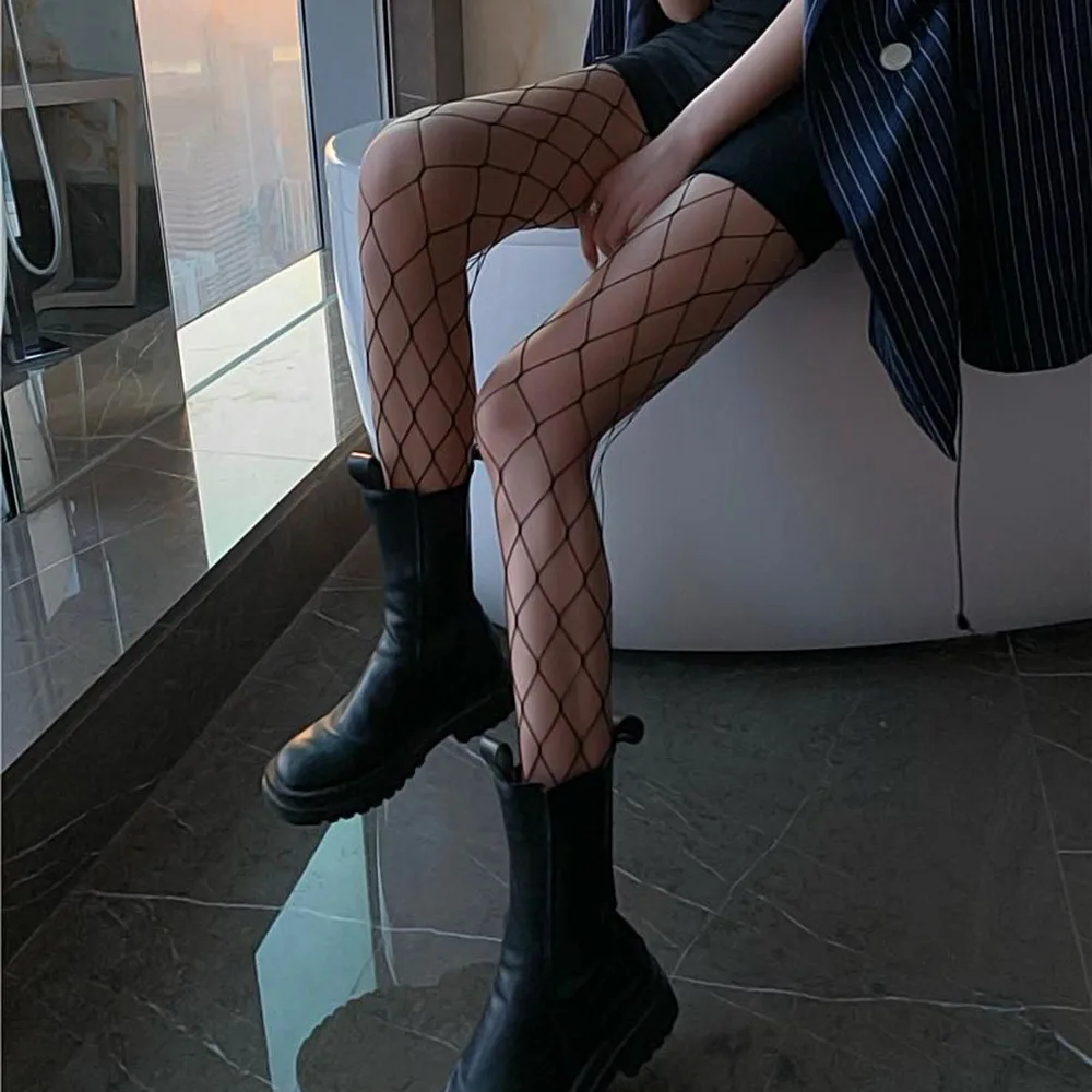Сексуальные женские сетчатые чулки с высокой талией Клубные колготки трусы
