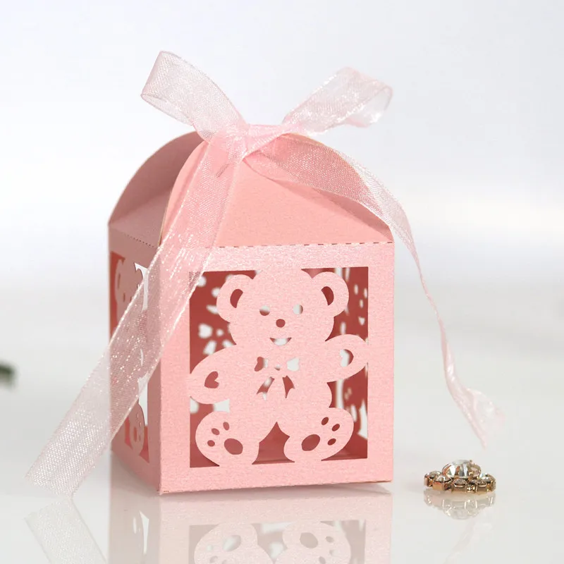 

10pcs Pink Blue Gender Reveal Party Decoration Boy or Girl Cute Bear Candy Gift Box Baby Shower Festive Event Party Supplies