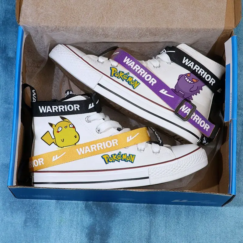 

Pokemon Bulbasaur Jigglypuff Pikachu High Top Canvas Shoes Kawaii White Couple Sneakers Two Color Graffiti Mandarin Duck Shoes