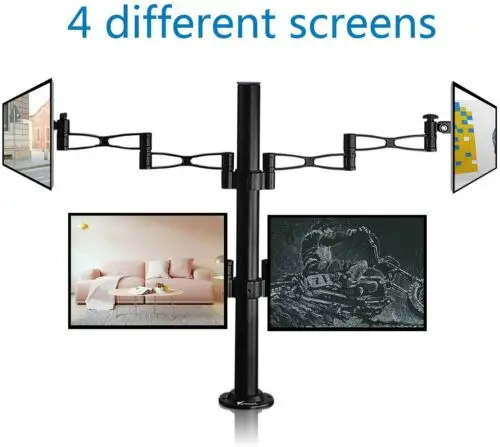 

Quad 4 arm fully adjustable desk mount tv computer monitor screen bracket stand