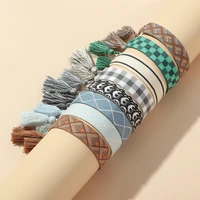 classic plaid embroidery bracelet for women luxury boho adjustable rope braided bracelets friendship bohemia ethnic jewelry gift