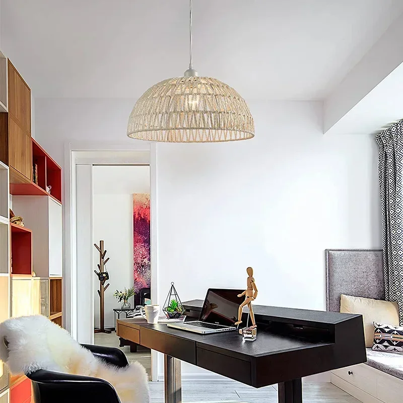 Подвесной Светильник Ручной Вязки В Японском Стиле Плетеный Декоративный Для