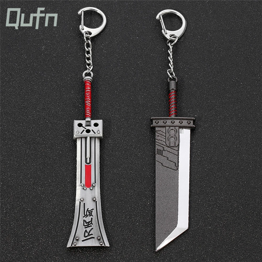 Gothic Game Final Fantasy Cloud Strife Buster Sword Keychain Men Metal Zack Fair Weapon Knife Key Chain Cosplay llaveros