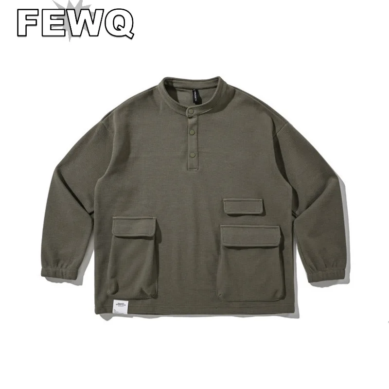 

Мужская однобортная футболка-поло FEWQ, желтая Повседневная Однотонная футболка-поло с воротником, весна 2023