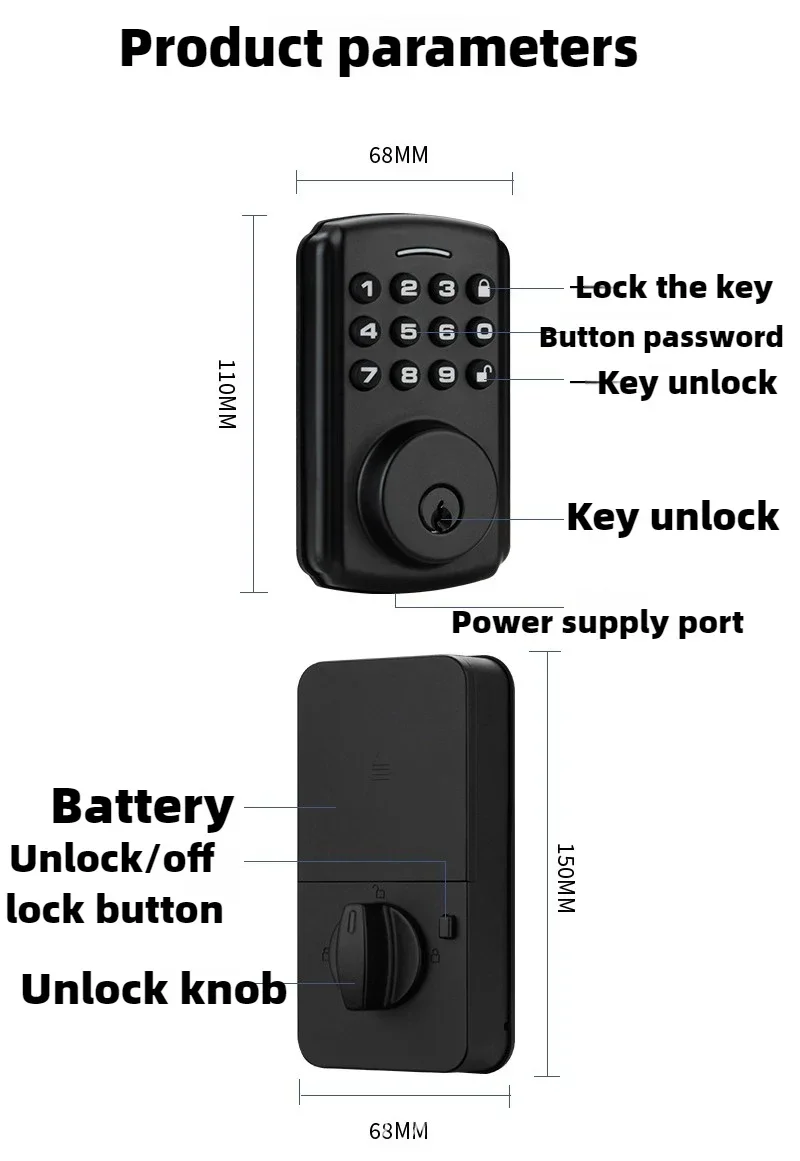 Умный замок Tuya с отпечатками пальцев паролем/ключом полностью автоматический