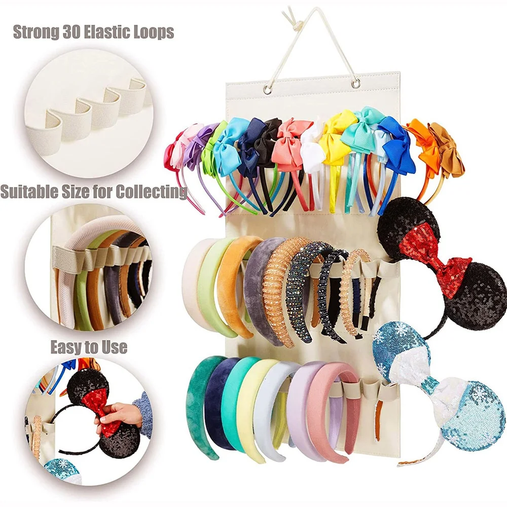 40 grids Hanging Wall Headband Holder For Women Felt Hairbands Organizer  Bow Storage Hairpins Hair Accessories Display Stand