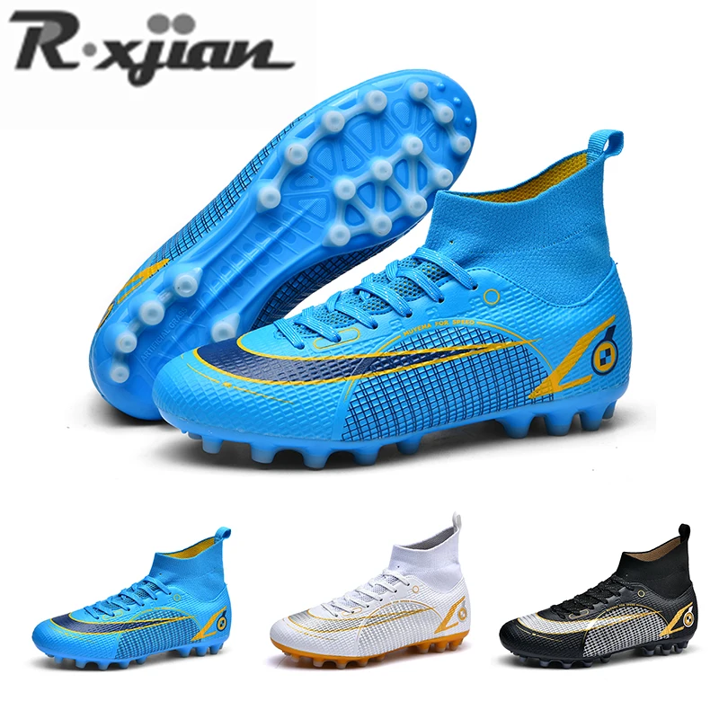 

New High Top Spike Broken Nail Children Adult Training Football Shoes Breathable Cushioning Lightweight Soft Foot Protection