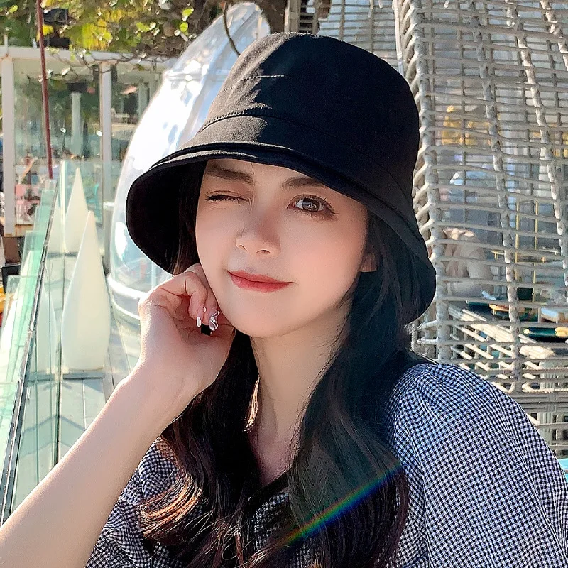 Simple Basin Cap Female Solid Color Sunscreen Sun Hat Tourism Travel Fashion With A Hundred Sun Hat Free Shipping Chapeau Femme