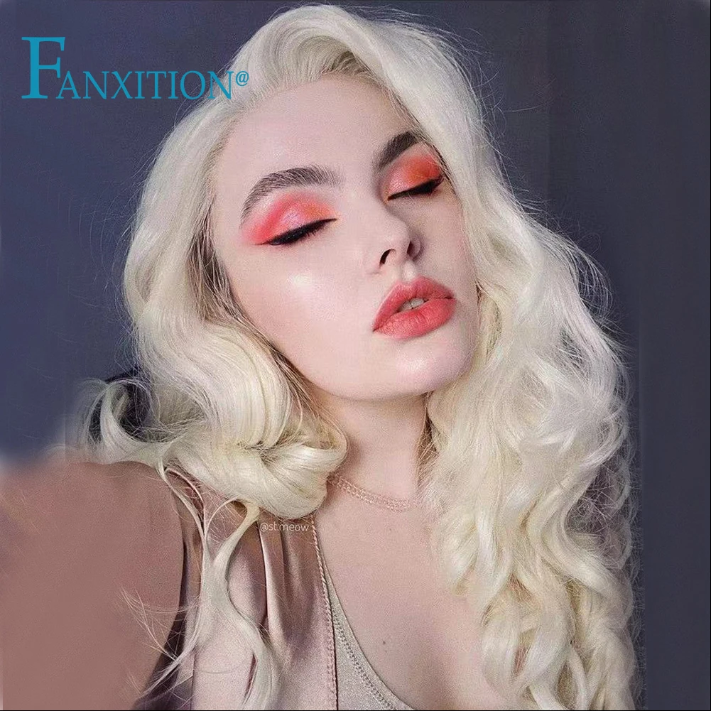 

FANXITION Synthetic Lace Wigs For Black Women Blonde Body Wave Lace Front Wigs Pre Plucked With Natural Hairline Cosplay Party
