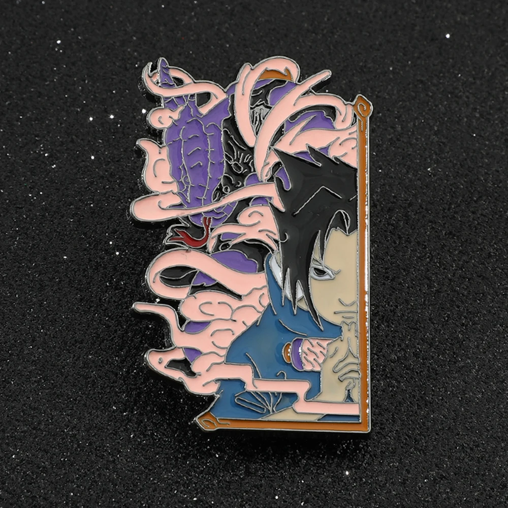 

Japan Anime NARUTO Metal Enamel Brooch Cartoon Uchiha Sasuke Lapel Pin for Women Charms Jewelry Backpack Ornament Toy Gifts