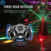 18x10w RGBW 4in1 LED Beam Moving Head Light 3 Heads Beam with RGB Laser Stage Lighting Projector DMX DJ Disco Bar Party Lights