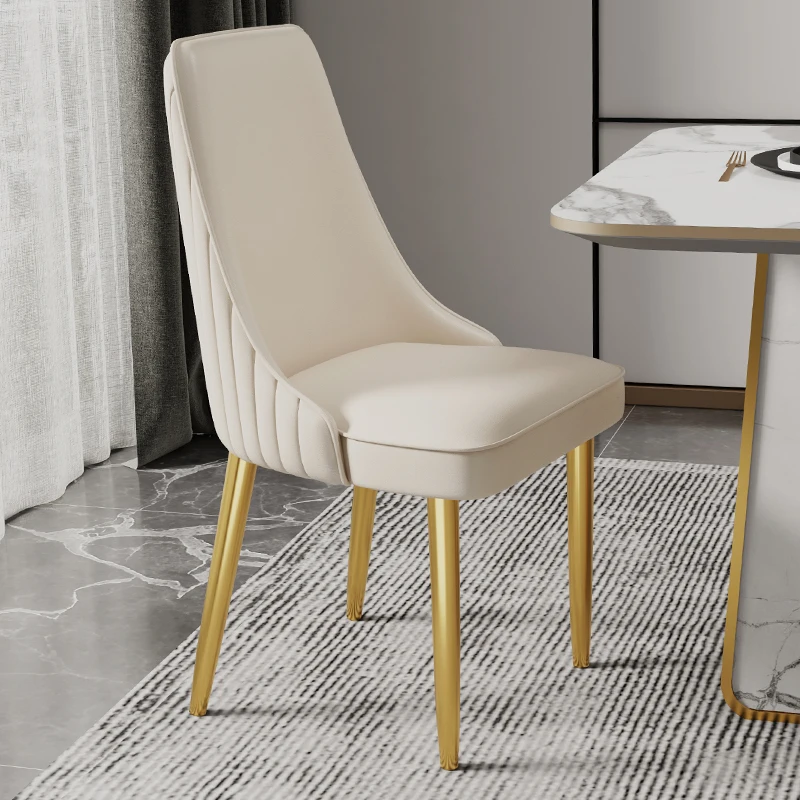 

White Metal Dining Chairs Moderngold Legs Makeup Upholstered Soft Chair Backrest Leather Sillas De Comedor Home Furniture