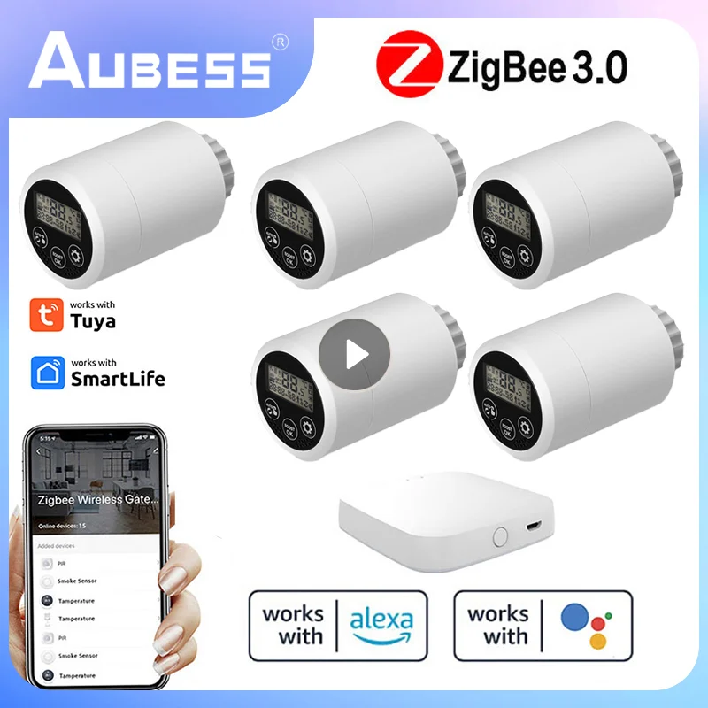 Привод радиатора Tuya Smart ZigBee программируемый термостатический клапан с