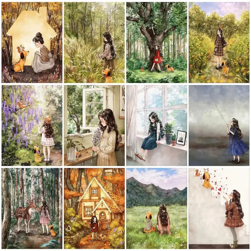 

CHENISTORY Figure DIY Oil Painting By Numbers Girl 30x40cm Paint By Numbers On Canvas Number Painting Frameless Handpaint Decor