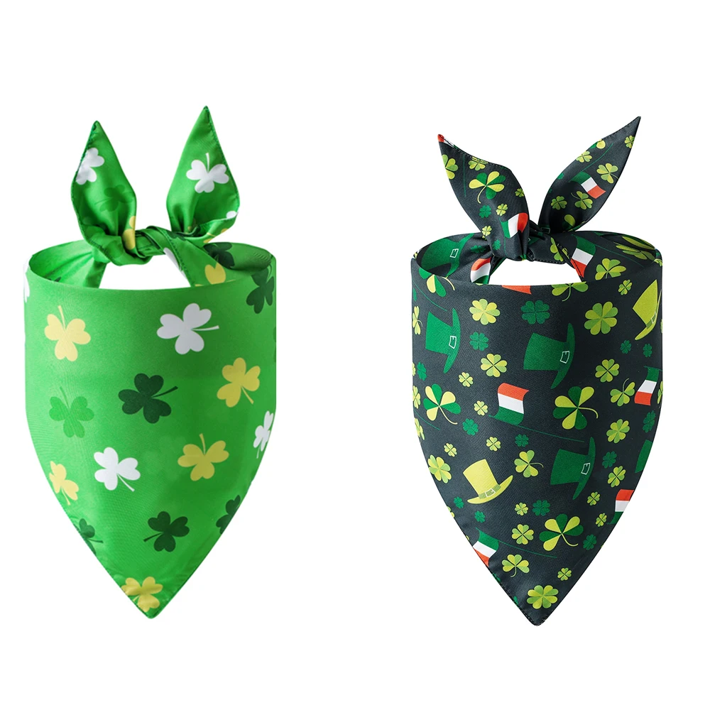 Sucado St. Patrick's Day Dog Bandana Reversible Triangle Bibs Scarf Accessories for Dogs Cats Pets Animals Holiday Bandanas Pet