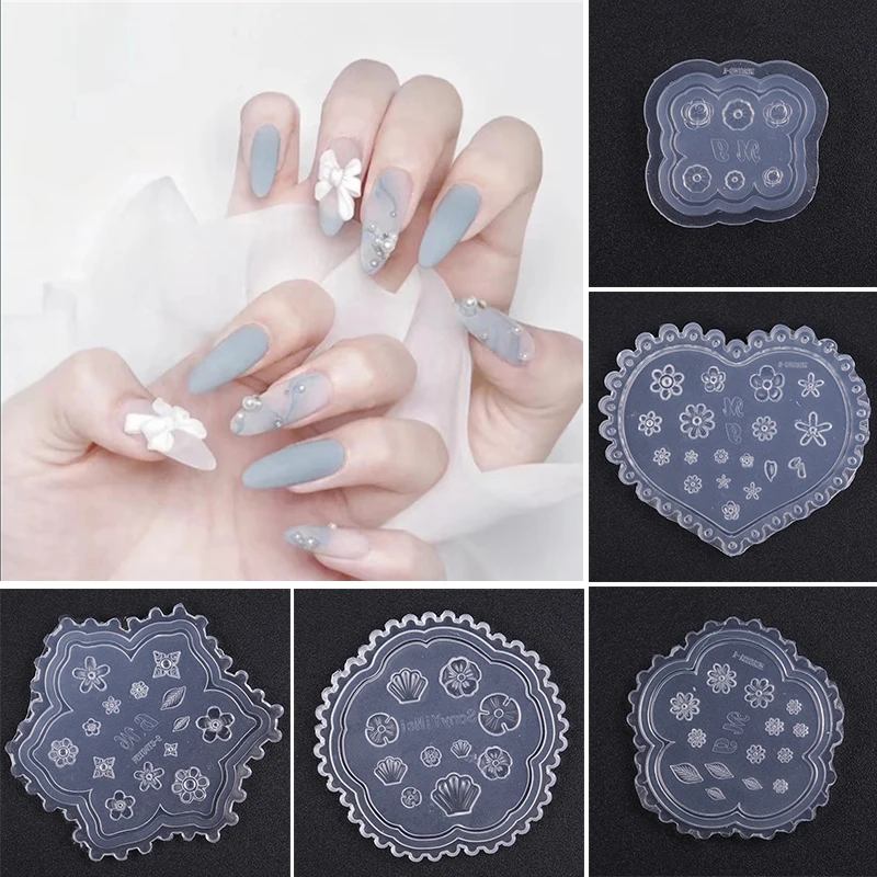 

1 PC 3D Nail Art Mold 3D Acrylic Carving Nail DIY Manicure Women Beauty Silicone Mold New Crystal Nails Nail Art Template
