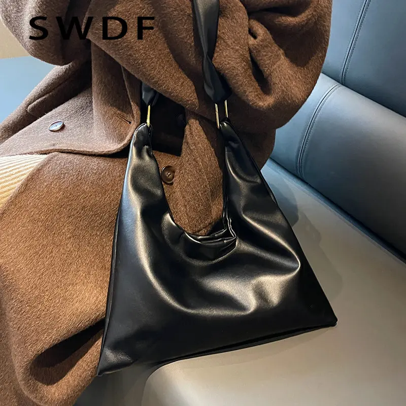 

Сумка на плечо SWDF женская из мягкой ткани, повседневный саквояж на осень и зиму, кожаные кошельки и сумочки