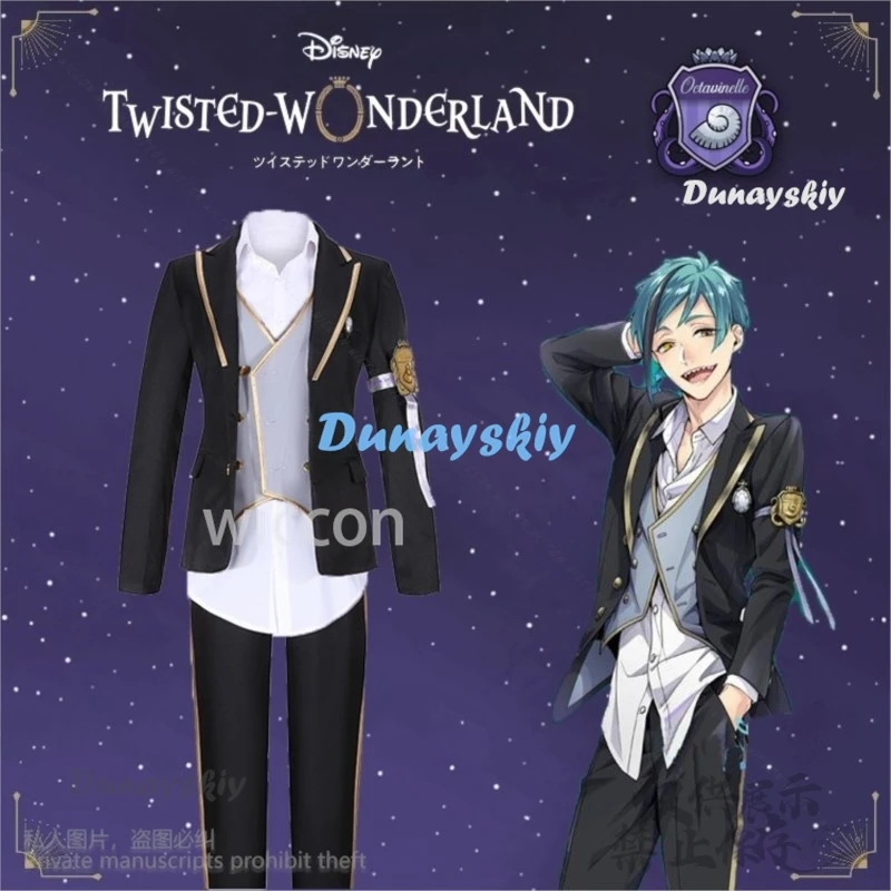 Костюм для косплея Octavinelle Floyd Leech парик игра Twisted-Wonderland Русалочка ночной ворон