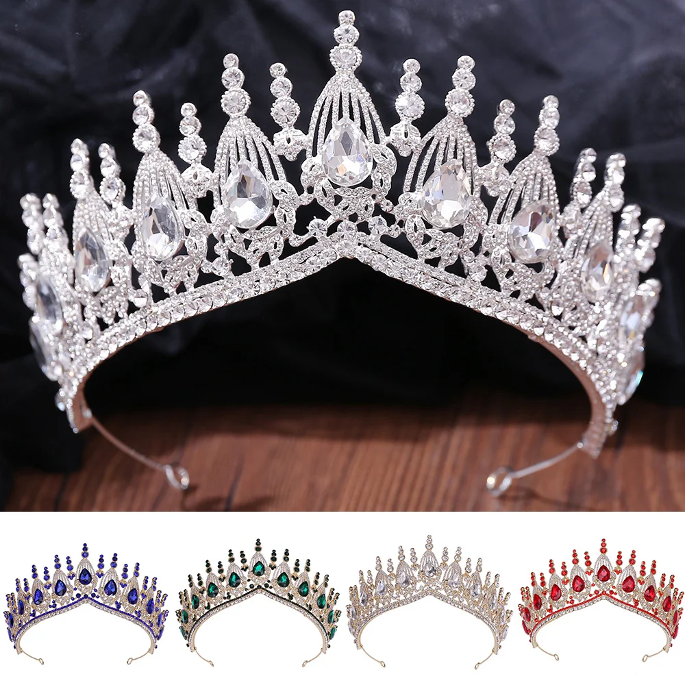 

Bride Hair Accessories Retro Baroque Tiaras and Crowns Women Party Headbands Bling Rhinestone Hairband for Cosplay Costume Decor