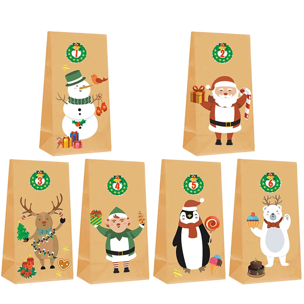 

Christmas Gift Paper Cookie Treat Bagdiy Kraft Holiday Claus Snowman Santa Reindeer Snack Sprite Party Assortment Box Design
