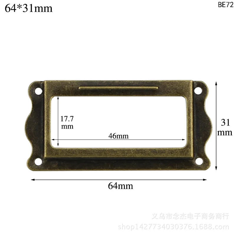 

10pcs Antique Brass Handle 64*32mm Label Pull Frame Name Card Holder Cabinet Drawer Box Case Knob For Furniture Hardware