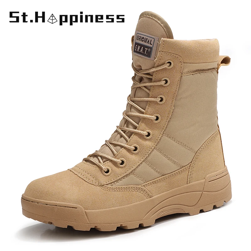 

2022 новые зимние мужские военные ботинки, высокое качество, спецназ, тактические военные ботинки для пустыни, уличные походные ботинки для к...