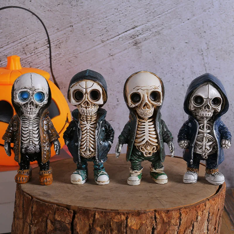 

Resin Cool Skeleton Figurines Halloween Skeleton Figurine Skull Horrible Ornaments Home Desk Decoration Halloween Gifts Decor