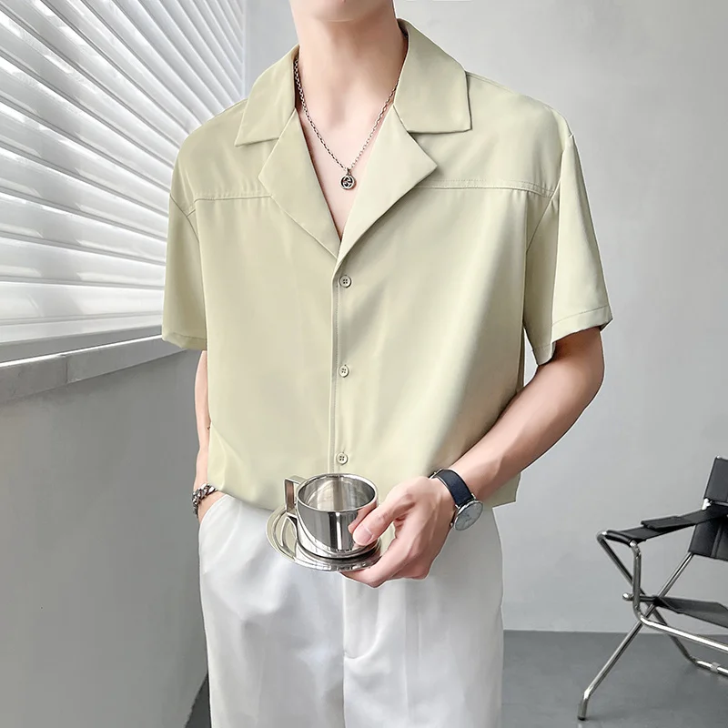 Summer Green/Black/White Short Sleeve Shirt Men Fashion Society Mens Dress Shirt Korean Short Sleeve Shirt Mens Casual Shirt