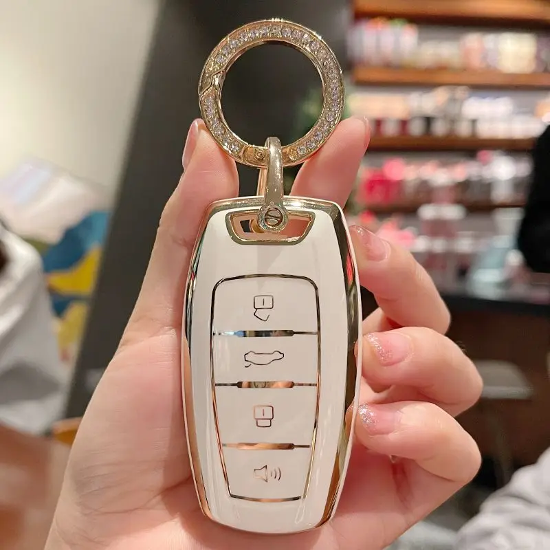 

Gold Keyring Tpu Car Key Case Cover for Great Wall Haval Jolion H4 H6 H7 H9 F5 F7 F7X F7H H2S GMW Dargo Jolion Accessories