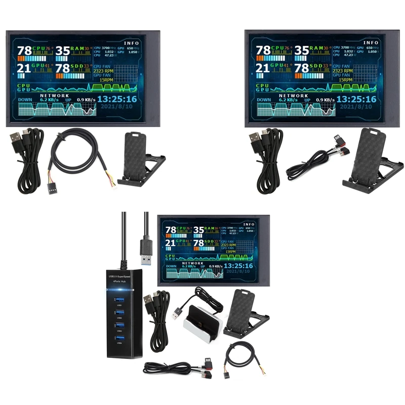 

3.5 Inch IPS LCD Monitor Display For Mini ITX Case TYPE-C Secondary Screen CPU GPU RAM HDD Monitoring USB Display