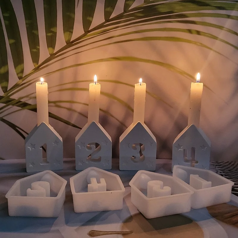 Силиконовая форма в виде цифр и сердечек для рождественской елки гипсовая