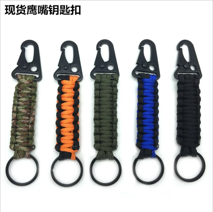 

1PC Outdoor Keychain Ring Camping Carabiner Paracord Cord Rope Camping Survival Kit Emergency Knot Bottle Opener Tool