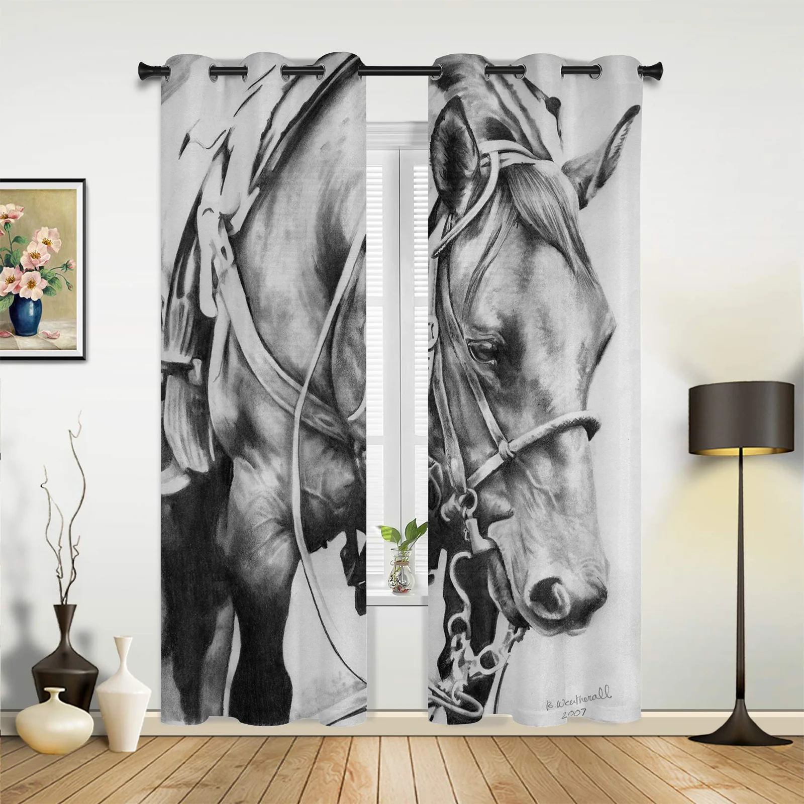

Animal Horse Curtains for Bedroom Living Room Drapes Kitchen Children's Room Window Curtain Modern Home Decor