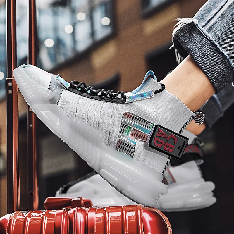 Men Spring Summer Fashion Tide Shoes Sneakers Male Breathable Casual Reflective Footwear High Quality High Top Sneakers