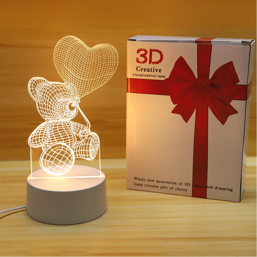 Фото 16 цветов 3D ночник на заказ мультяшный динозавр декор для спальни USB светодиод 3D иллюзия настольный ночник для детей Рождественский подарок №3