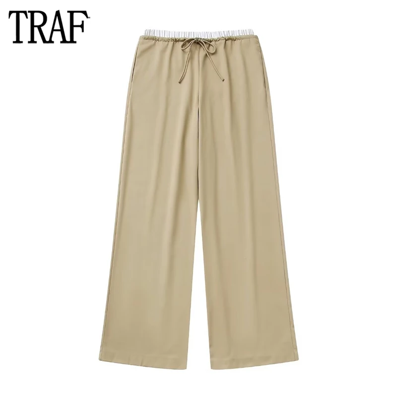 

TRAF Pleated Baggy Pants Woman Boxer High Waist Pants for Women Autumn Masculine Trousers Womens Streetwear Wide Leg Pants Women