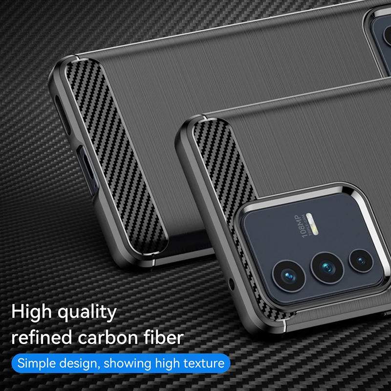 For VIVO V23 Pro Case Silicone Carbon Fiber Soft Rubber TPU Matte Cover For VIVO V23 Pro Cover Rubber For VIVO V23 Pro Case