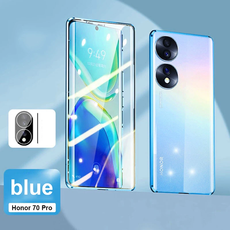 

Metal Magnetic Adsorption Case For Huawei Honor 70 60 50 SE Pro Nova 9 8 7 Double-sided Glass Cover Lens Protection Anti-dust