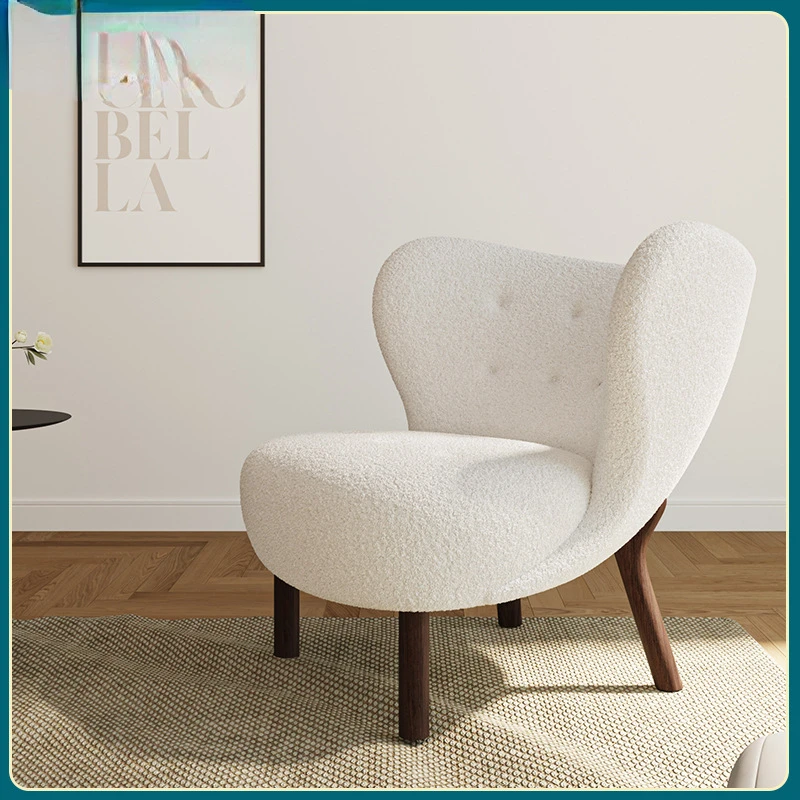 

Lamb Wool Single sofa Modern living room chair Ergonomic Design relax Armchair Beauty Salon luxury Waiting Reception Chair