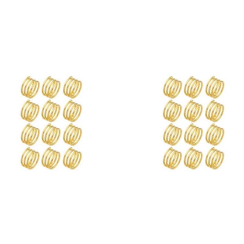 

Spring Napkin Rings Set Of 24,Metal Spiral Napkin Rings Round Serviette Holder Buckles Napkin Rings For Decor Gold