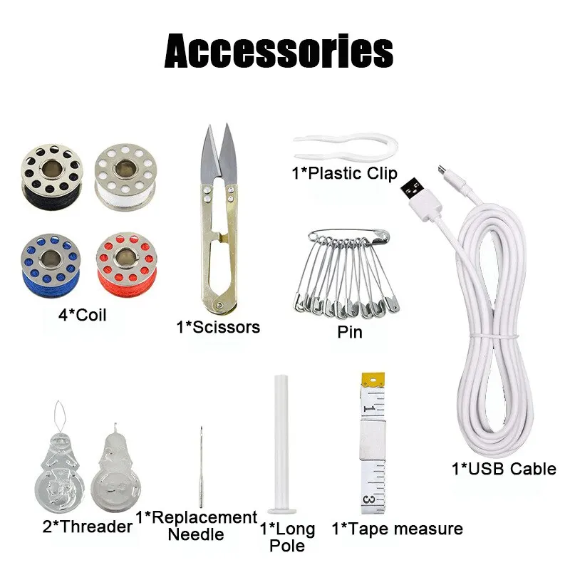 Мини-швейная машинка портативная стандартная пластиковая 2 скорости с одной