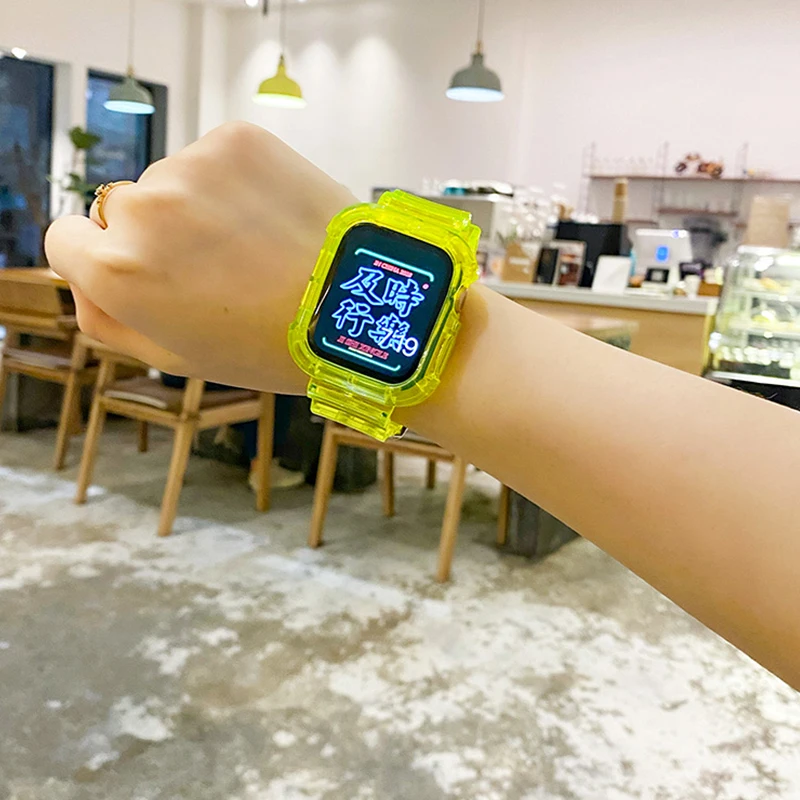 

Silicone Transparent Strap for Apple Watch Band Series 7 6 for Sport Iwatch SE 5 4 wirst bracelet 38mm 40mm 42mm 44mm 41mm 45mm
