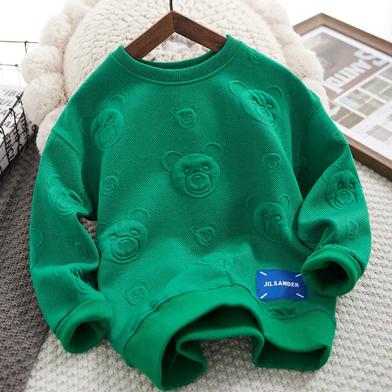 Children's Sweater Spring and Autumn New Boys Autumn Clothing Western Style Children and Teens Long Sleeves Bottoming Casual Top
