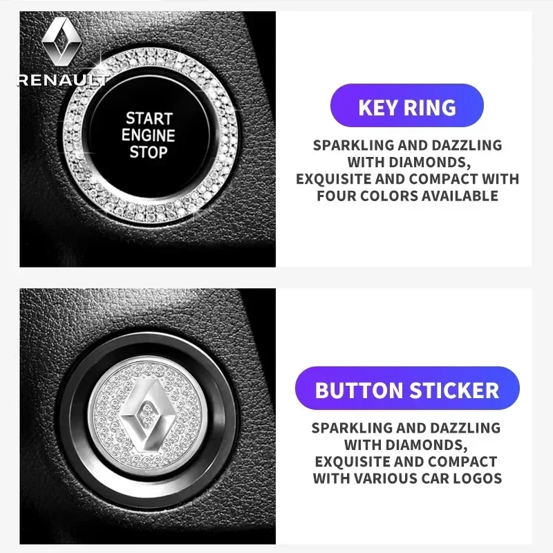 Автомобильный логотип кнопка запуска и остановки наклейка на двигатель для Renault